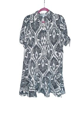Emma & Michele Black and White Printed Mini Dress